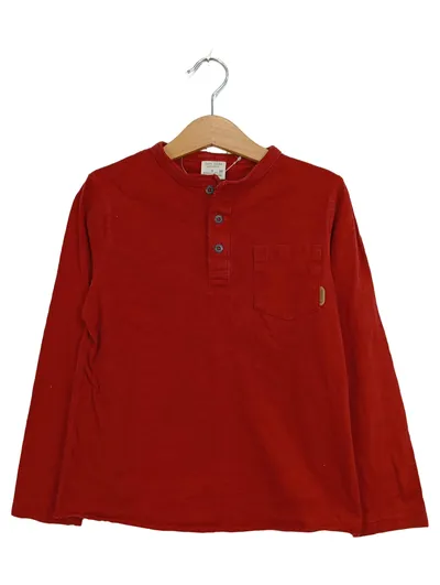 ZARA KIDS Langarmshirt Rot Gr. 122 mit Knopfleiste & Tasche Kinder Shirt