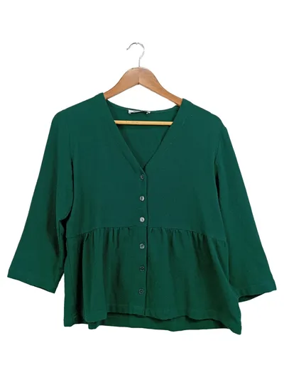 About You Damen Strickjacke Grün Gr. 36/S Casual V-Ausschnitt Knopfleiste