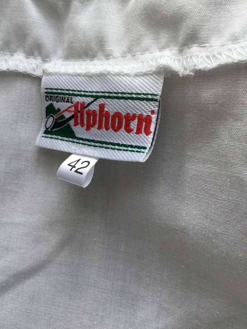 Alphorn Damen Trachtenbluse Gr. 42 Weiß Rüschen Kurzarm Dirndl 3