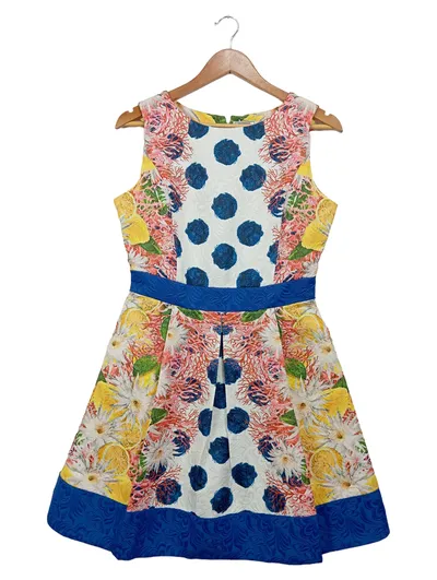 Fracomina Sommerkleid Blumenmuster Punkte Midikleid Damen S Mehrfarbig