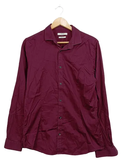 JACK & JONES Premium Herren Business Hemd Gr. L Bordeaux Langarm Baumwolle