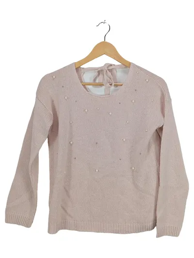 Cache Cache Damen Pullover Gr. 38/M Perlen Rosa Schleife