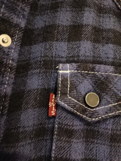 Levi's Herren Flanellhemd Kariert Blau Western-Style Gr. 42/XL