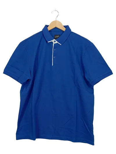 James & Nicholson Herren Poloshirt Blau Gr. L 52 Kurzarm Baumwolle Casual