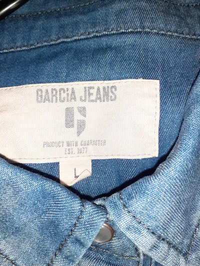 Garcia Jeans Damen Jeanshemd Blau Gr. 38/M Langarm Casual Uni Baumwolle