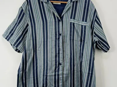 QUEENTEX Damen Hemdbluse 42;XL Mehrfarbig Gestreift Kurzarm Casual