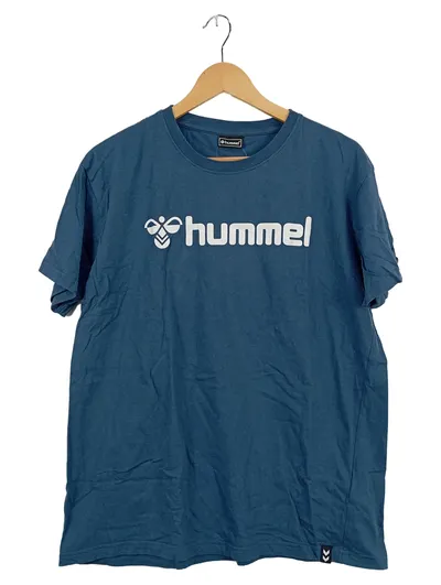 Hummel Herren T-Shirt Blau Gr. 50 L Sport Baumwolle Logo Print