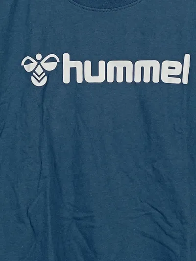 Hummel Herren T-Shirt Blau Gr. 50 L Sport Baumwolle Logo Print