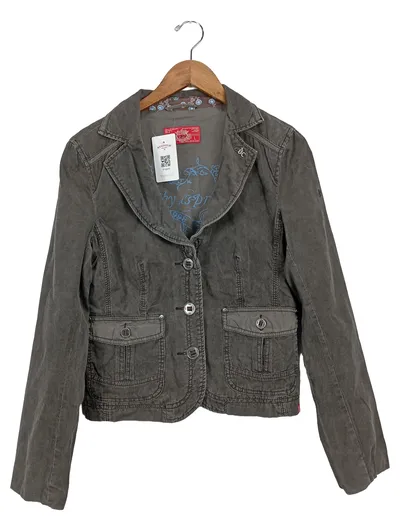 EDC Damen Cordjacke Einheitsgröße Oliv Casual Jacke