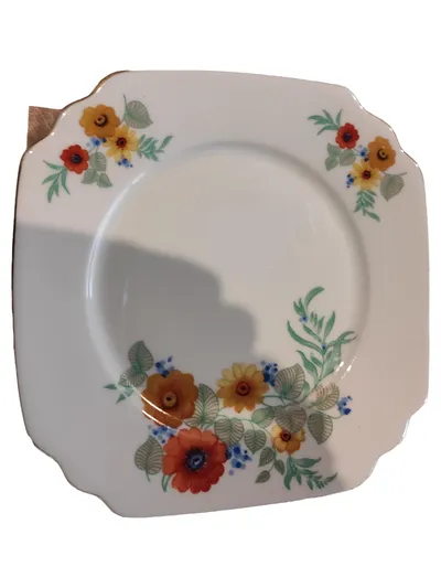Bareuther Bavaria Essteller Vintage Mehrfarbig Blumenmuster 18cm