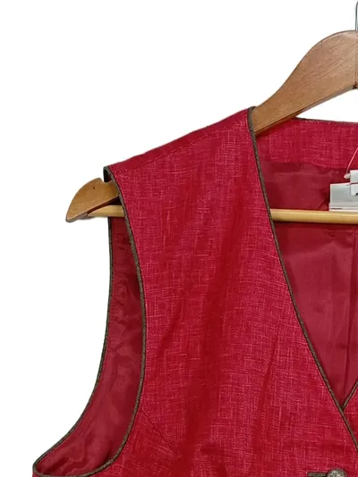 Alphorn Trachtenweste Damen Gr. 42 Rot Traditionell Leinen
