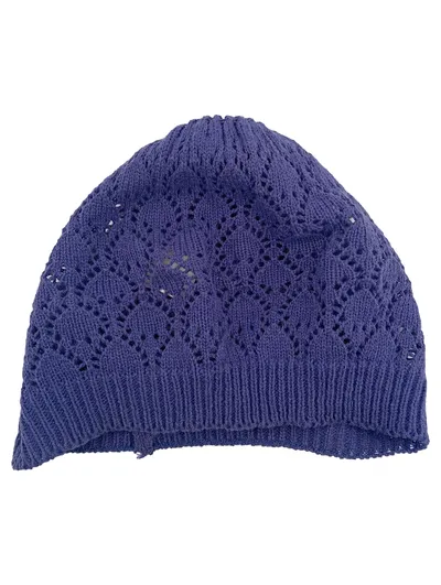 mister*lady Damen Strickmütze Blau Lochmuster Polyacryl Casual