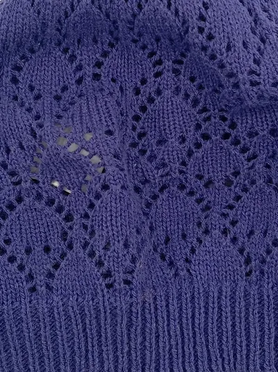 mister*lady Damen Strickmütze Blau Lochmuster Polyacryl Casual