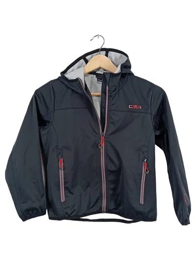 CMP Kinder Softshell Outdoorjacke Gr. 128 Schwarz Kapuze Clima Protect