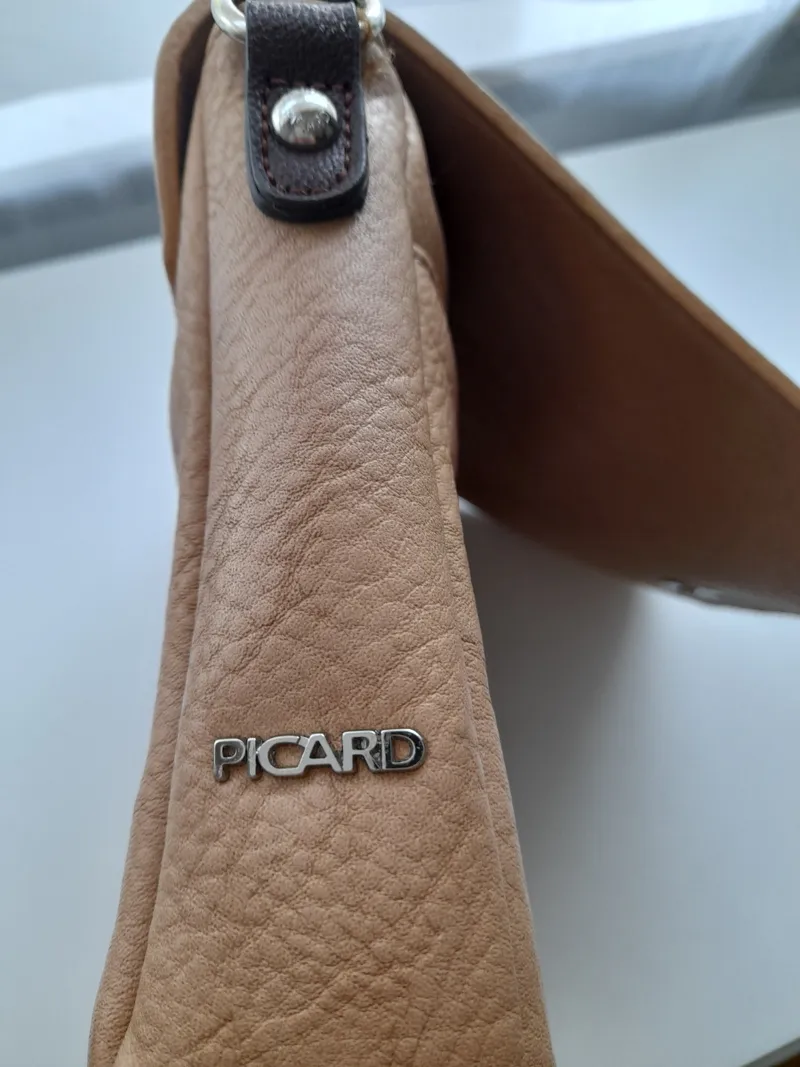 PICARD Damen Umhängetasche Beige Braun Leder Crossbody Bag Klein 5