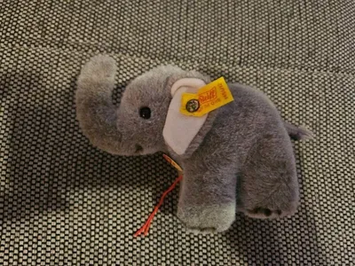 Steiff Elefant Plüschtier Kuscheltier grau mit Knopf im Ohr 14 cm