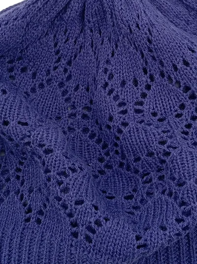 mister*lady Damen Mütze Lila Polyacryl Strickmütze Lochmuster Casual