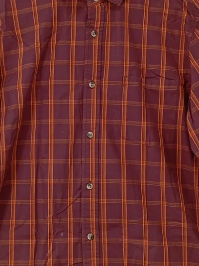 Ruggers Herren Freizeithemd Gr. M Kariert Rot Orange Baumwolle Regular Fit