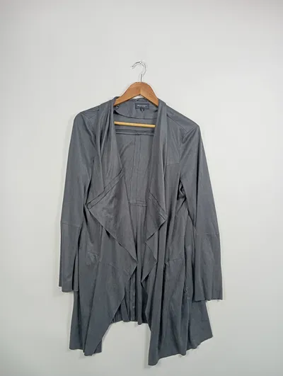 Broadway Damen Strickjacke mit Kapuze Gr. 38/M Grau Casual