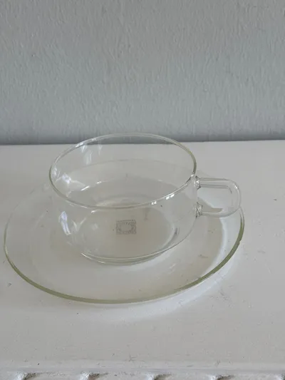 Jenaer Glas Teetasse mit Untertasse Transparent Borosilikatglas 250ml