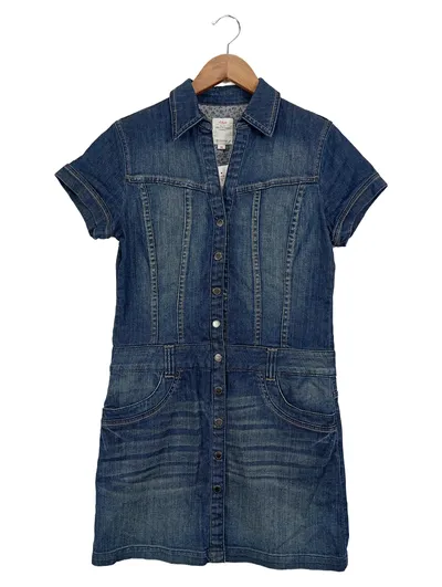 s.Oliver Damen Jeanskleid Kurzarm Hemdkleid Gr. 38 Blau Casual
