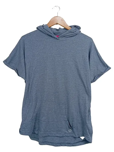 STOOKER Damen Kapuzenpullover Gr. 40/42 M Blau Kurzarm Hoodie Casual
