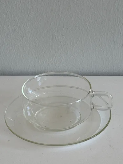 JENAER GLAS Teetasse mit Untertasse Glas Transparent Minimalistisch