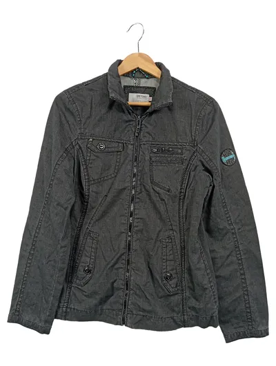 GIN TONIC Damen Sweatjacke Gr. 38 Meliert Grau Casual Baumwolle