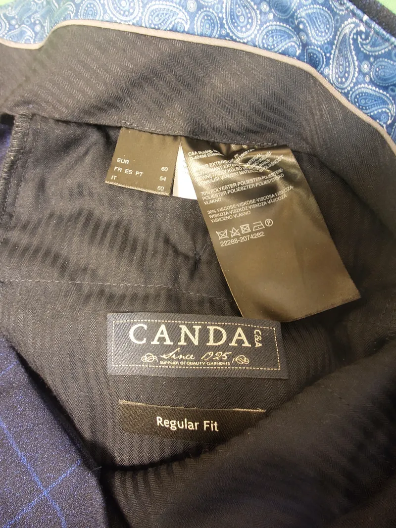 Candia Herren Stoffhose kariert Blau Business Gr. 60/W44 5
