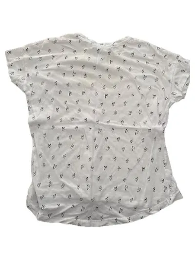MANGO Basics Damen T-Shirt Herzmuster Weiß Gr. S/36 Kurzarm