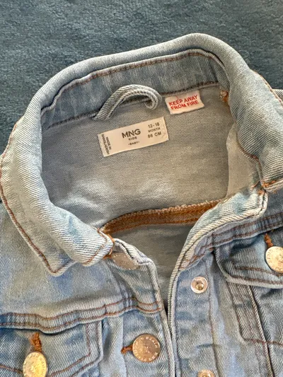 MANGO Kids Baby Jeansjacke Gr. 86 Blau Denim Jacke Baumwolle