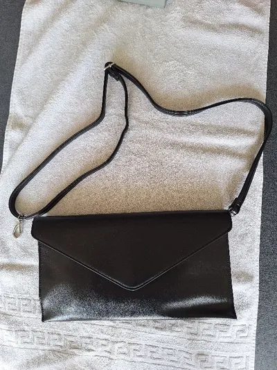 Hallhuber Damen Clutch Umschlagtasche Schwarz Elegant mit Schultergurt