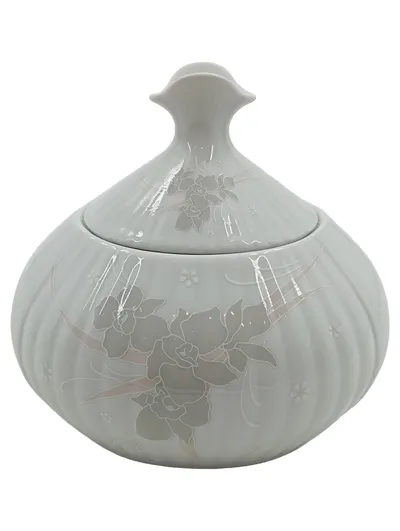 Eschenbach Bavaria Zuckerdose Porzellan Blumenmuster Weiß mit Deckel