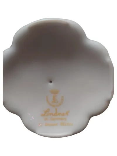 Lindner Porzellan Kerzenhalter Weiß Klassisch Braune Blüten 6cm