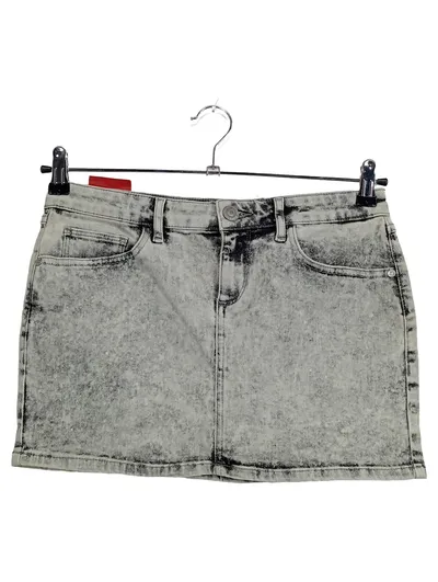 CROSS Jeans Damen Jeansrock Grau Strukturmuster Minirock Gr. S 36
