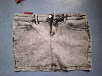 CROSS Jeans Damen Jeansrock Grau Strukturmuster Minirock Gr. S 36 2