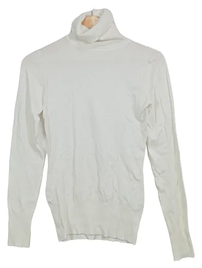 ANTARGO Damen Rollkragenpullover Weiß Gr. XS Basic Langarm Viskose