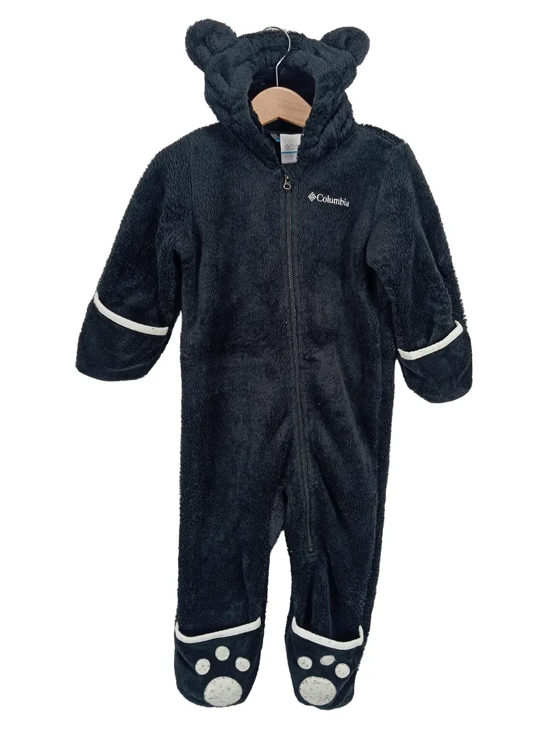 Columbia Baby Fleece Overall Bär Gr. 80 12-18M Schwarz Kapuze Ohren 1