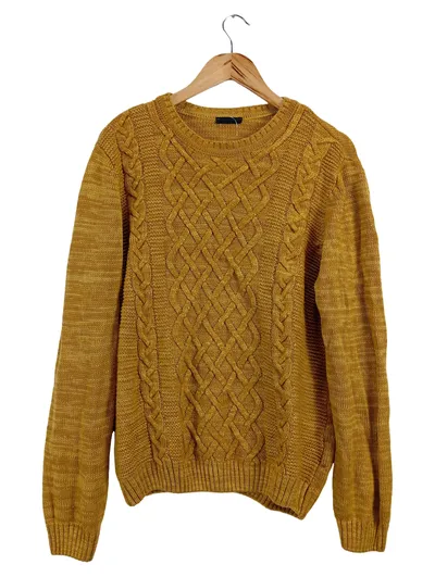 LCW CASUAL Herren Strickpullover Gr. L Senfgelb Zopfmuster