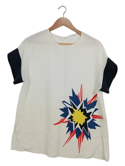 Schumacher Damen Seiden T-Shirt Gr. 3 (38/M) mit grafischem Print