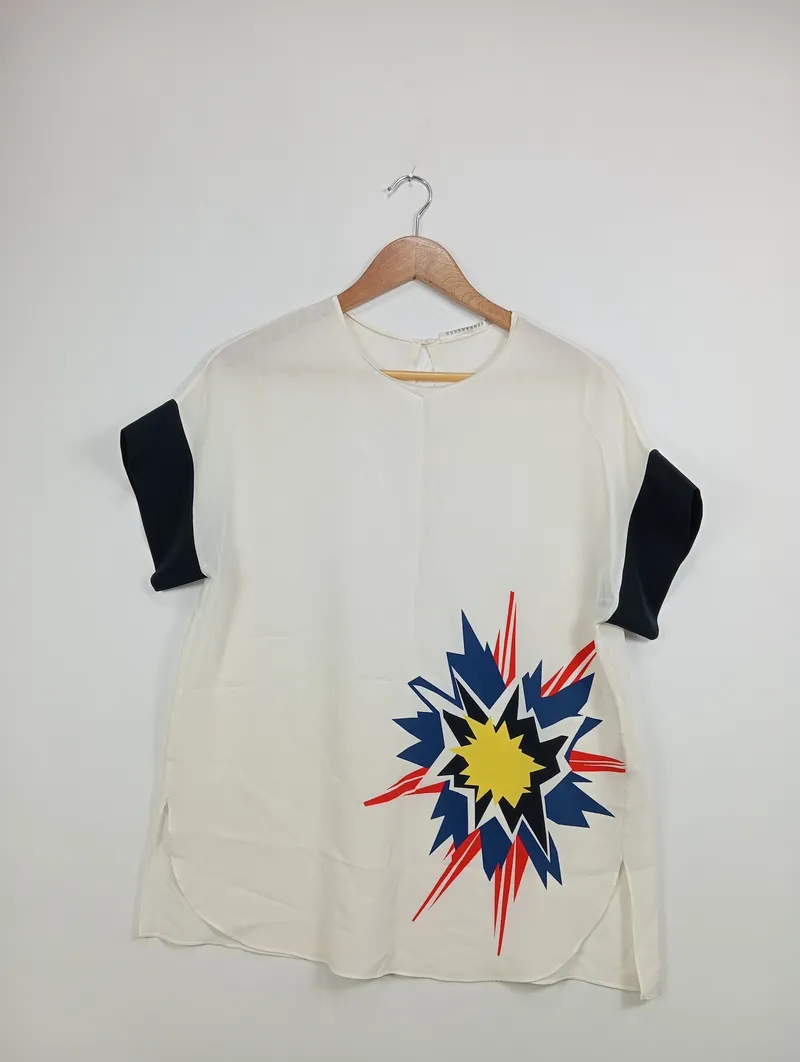 Schumacher Damen Seiden T-Shirt Gr. 3 (38/M) mit grafischem Print 2