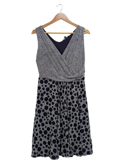 comma Damen Freizeitkleid Gr. 38 M Blau Tupfenmuster Kurzarm