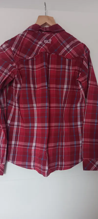 Jack Wolfskin Damen Karo Freizeithemd Rot Gr. 36/S Langarm Baumwolle