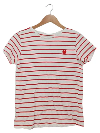 everme Damen T-Shirt gestreift Herz Stickerei Gr. 34/XS Mehrfarbig Baumwolle