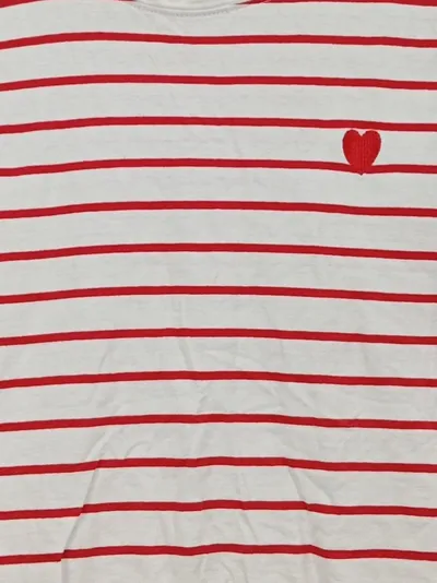 everme Damen T-Shirt gestreift Herz Stickerei Gr. 34/XS Mehrfarbig Baumwolle