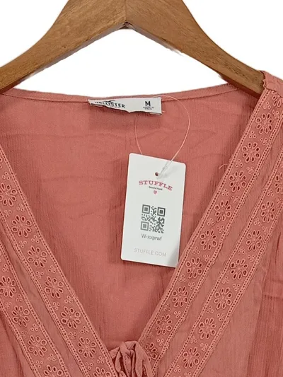 Hollister Damen Wickelbluse Pink Gr. 38/M Casual mit Spitze