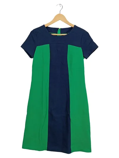 Boden Damen Freizeitkleid Gr. 34/XS Kurzarm Blau Grün Retro