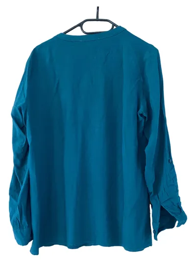 COOLCODE Damen Bluse Gr. 38/M Petrol Viskose Langarm Casual Hemdbluse