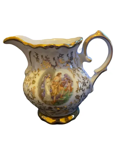 Bavaria Porzellan Milchkännchen Goldrand Figurenmalerei Rokoko Stil