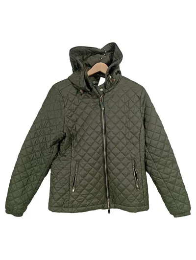 EQUIVA Damen Steppjacke Gr. 40/L Oliv Reitjacke Outdoor Kapuze